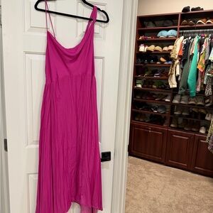 Maeve Anthropologie Hot Pink Cross Back Dress Flowy